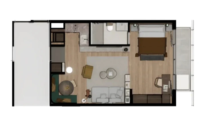 Planta do Plaza Residence: Apartamento de aprox. 50m²