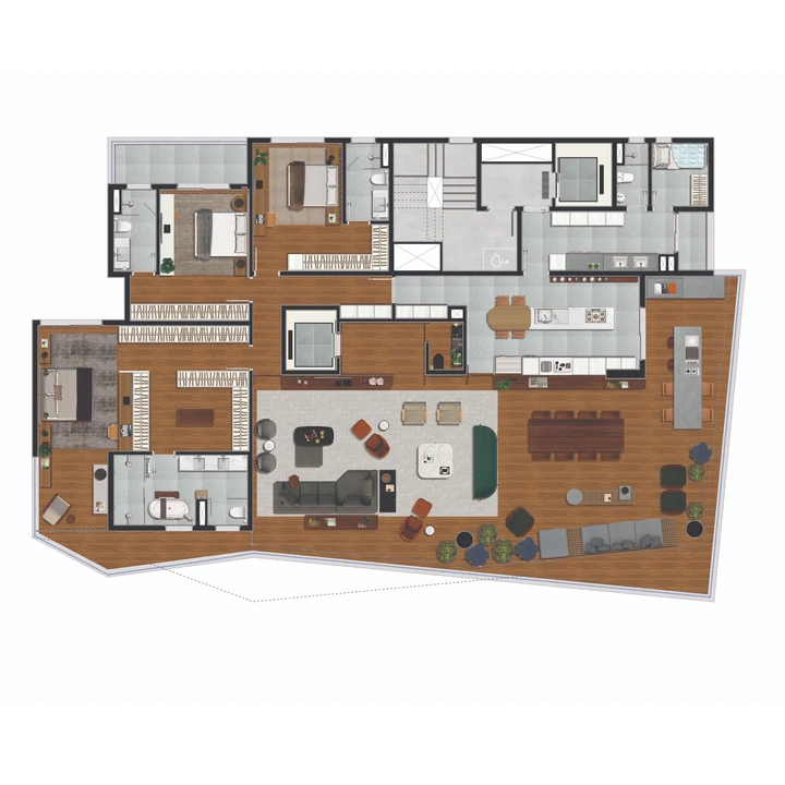 Planta do Montelena by Tarraf: APTOS. 4 SUÍTES - 343 m² privativos | Torre Áurea