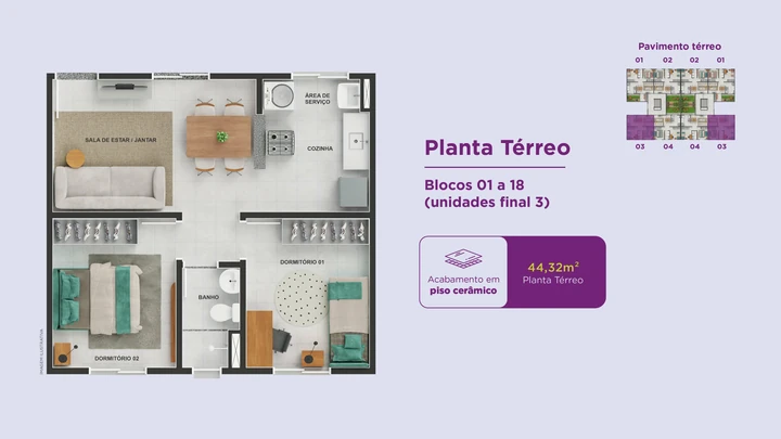 Planta do Residencial Ecoviva Vista Bela: Planta Térreo