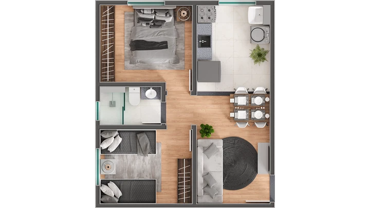 Planta do Park Palestra: Planta Ponta - Park Palestra - 2 dorm. - 40 m²