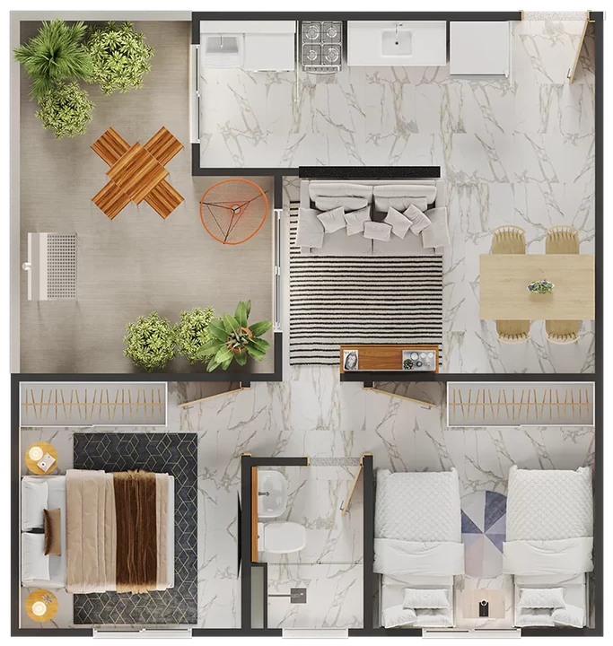Planta do Residencial Cremona: Planta Garden 2.1