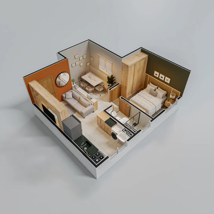 Planta do Vitta Bromélias: PERSPECTIVA 3D PLANTA TIPO 1