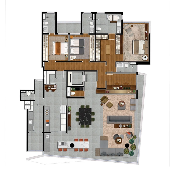 Planta do Montelena by Tarraf: APTOS. 4 SUÍTES - 256 m² privativos | Torre Rubra