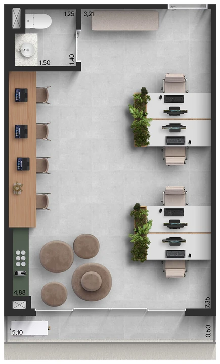 Planta do Infinity Towers by Tarraf: Sala Comercial