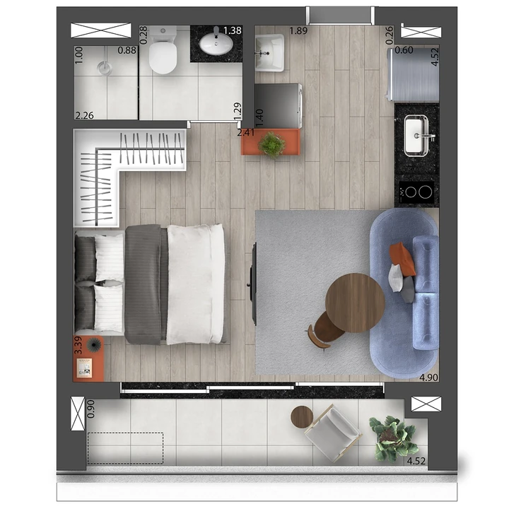 Planta do Tarraf Square: Planta Tipo | Studio - 32 m²