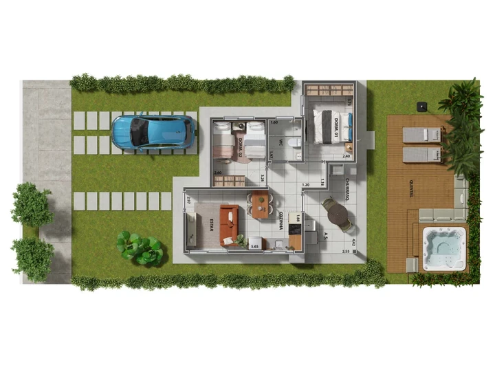 Planta do Casa Setparque: Planta 57,32 m² – Planta 1 T-E