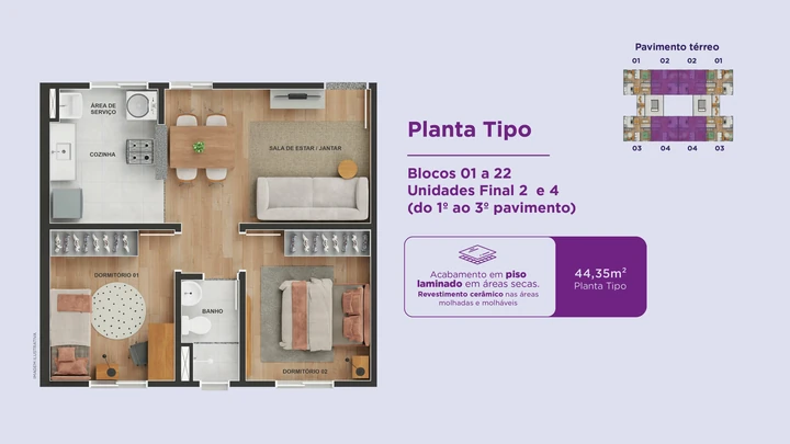 Planta do Residencial Ecoviva Maisparque: Planta Tipo