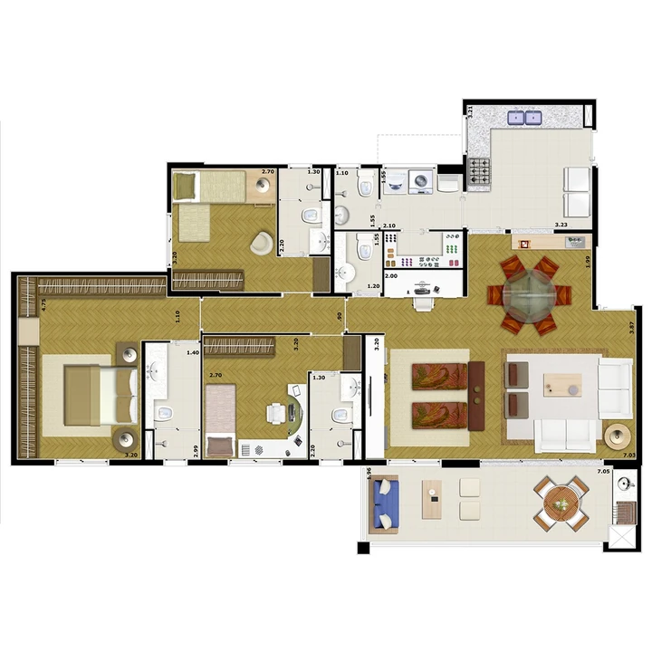 Planta do Dueto Boulevard: APTO. 4 DORMS. - 136 m² privativos