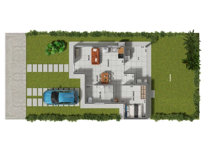 Planta do Casa Setparque: Planta 57,32 m² – Planta 1 T-D-PNE