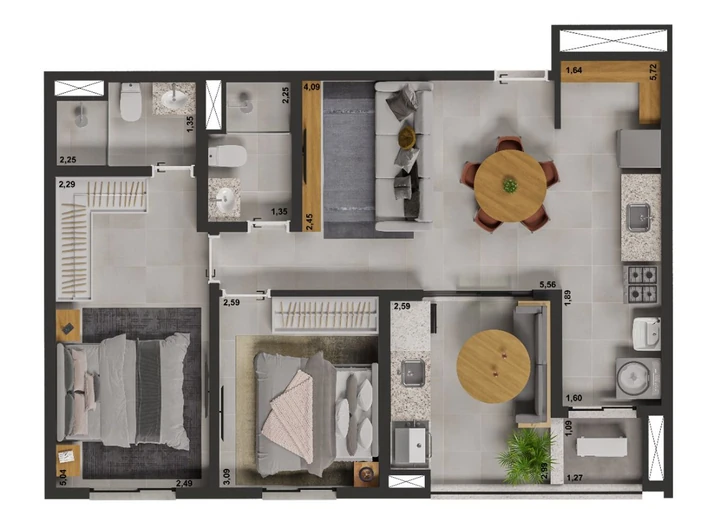Planta do Viven: PLANTA 1 - 69,41m²