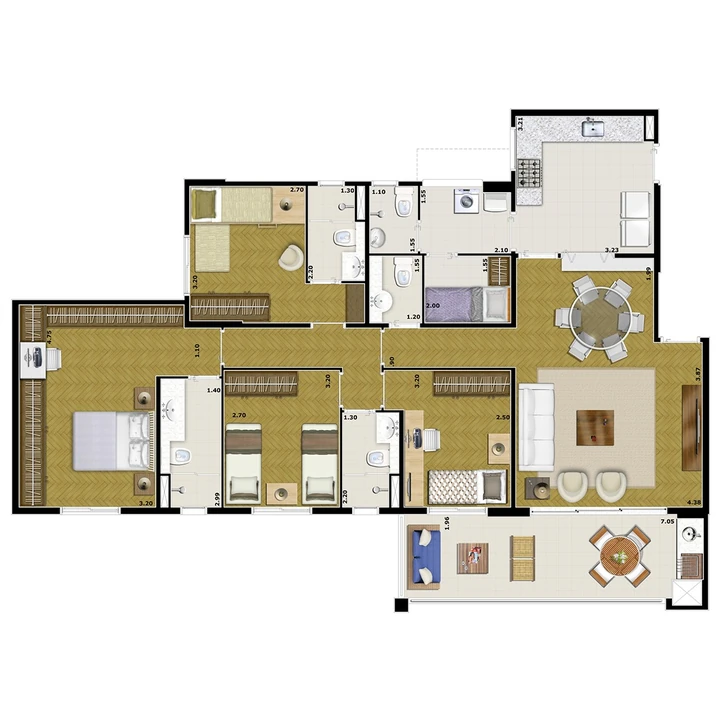 Planta do Dueto Boulevard: APTO. 4 DORMS. - 136 m² privativos