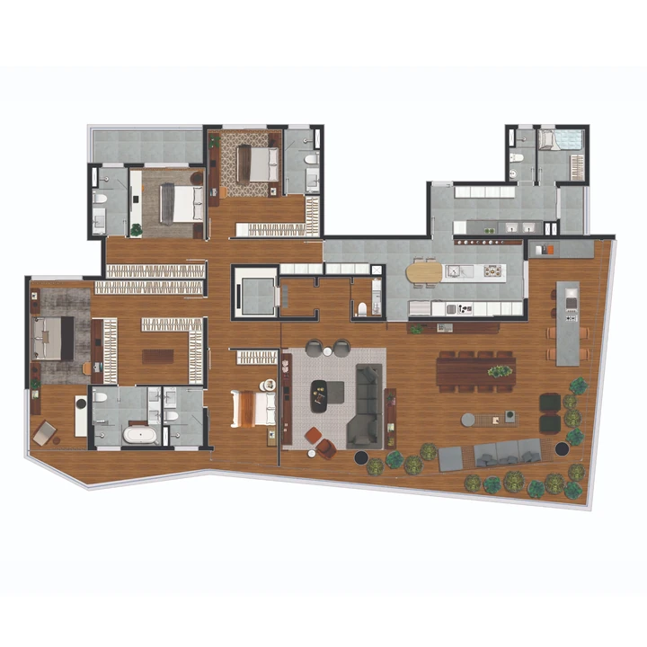 Planta do Montelena by Tarraf: APTOS. 4 SUÍTES - 343 m² privativos | Torre Áurea