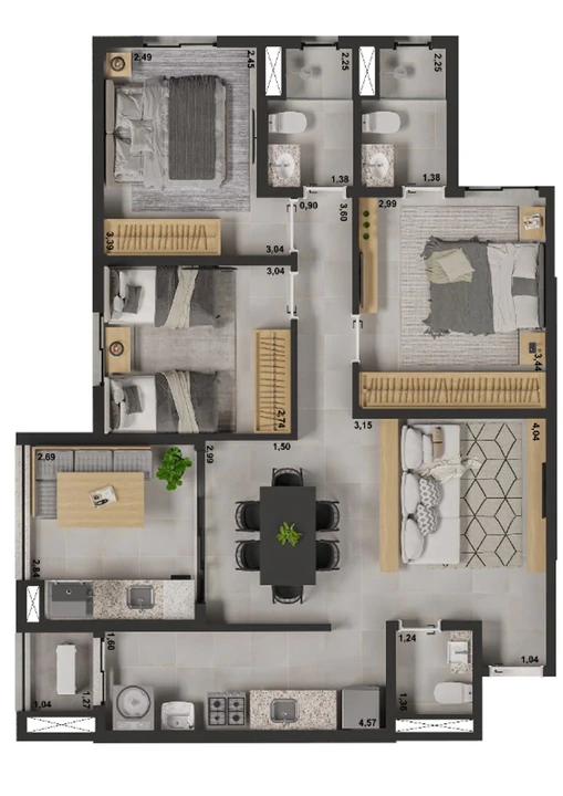 Planta do Viven: PLANTA 1 - 85,40m²