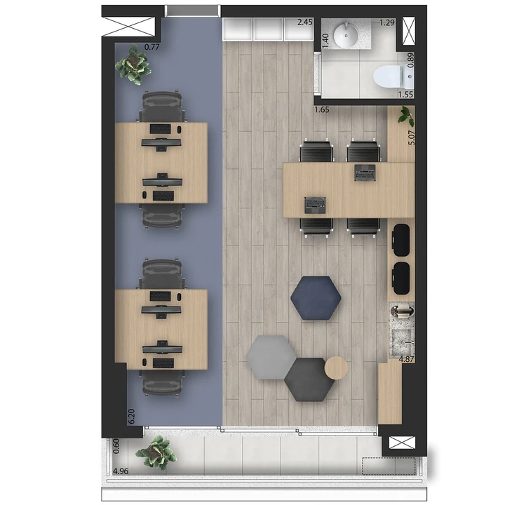 Planta do Tarraf Square: Planta Tipo | Business - 36 m²