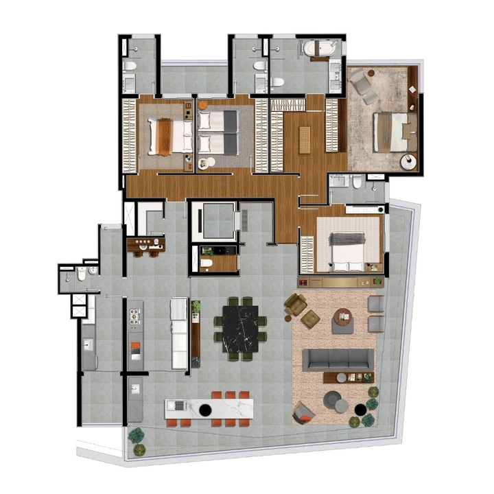 Planta do Montelena by Tarraf: APTOS. 4 SUÍTES - 256 m² privativos | Torre Rubra