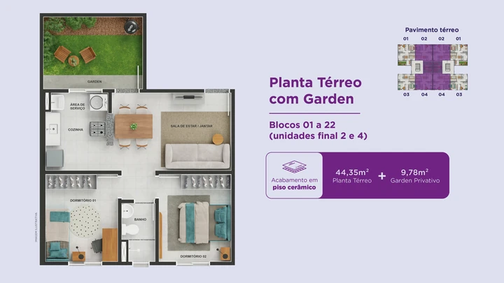 Planta do Residencial Ecoviva Maisparque: Planta com Garden
