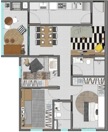 Planta do Ravenna Residenziale: Planta 3 Dormitórios 81m²