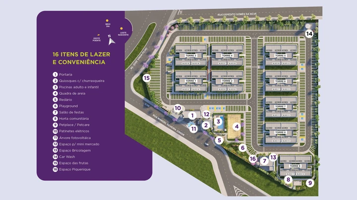 Planta do Residencial Ecoviva Vista Bela: Perspectiva Ilustrada da Implantação