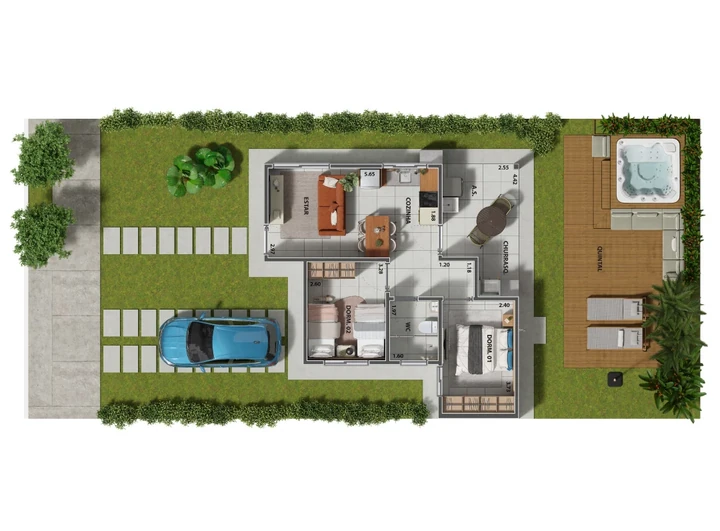 Planta do Casa Setparque: Planta 57,32 m² – Planta 1 T-D