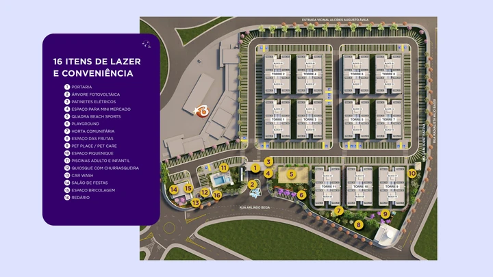 Planta do Residencial Ecoviva Maisparque: Perspectiva Ilustrada da Implantação